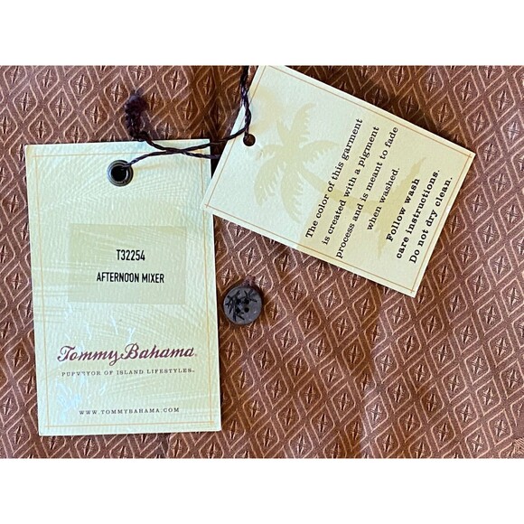 NWT Tommy Bahama Men's XXL Shirt 100% Silk Hawaiian Rust Brown Button Up Beach - Picture 8 of 8